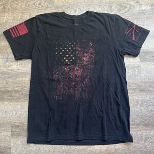 Grunt Style American Flag Patriotic Black Mens T-shirt Size Large Military